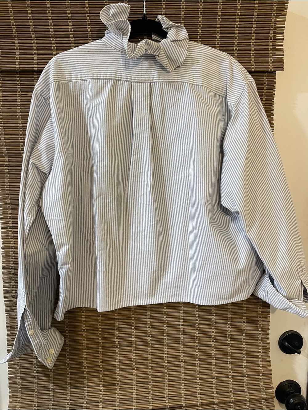 Upcycled Ralph Lauren Light Blue & White Pinstripe Cotton Button-Up Shirt - Picture 3 of 5